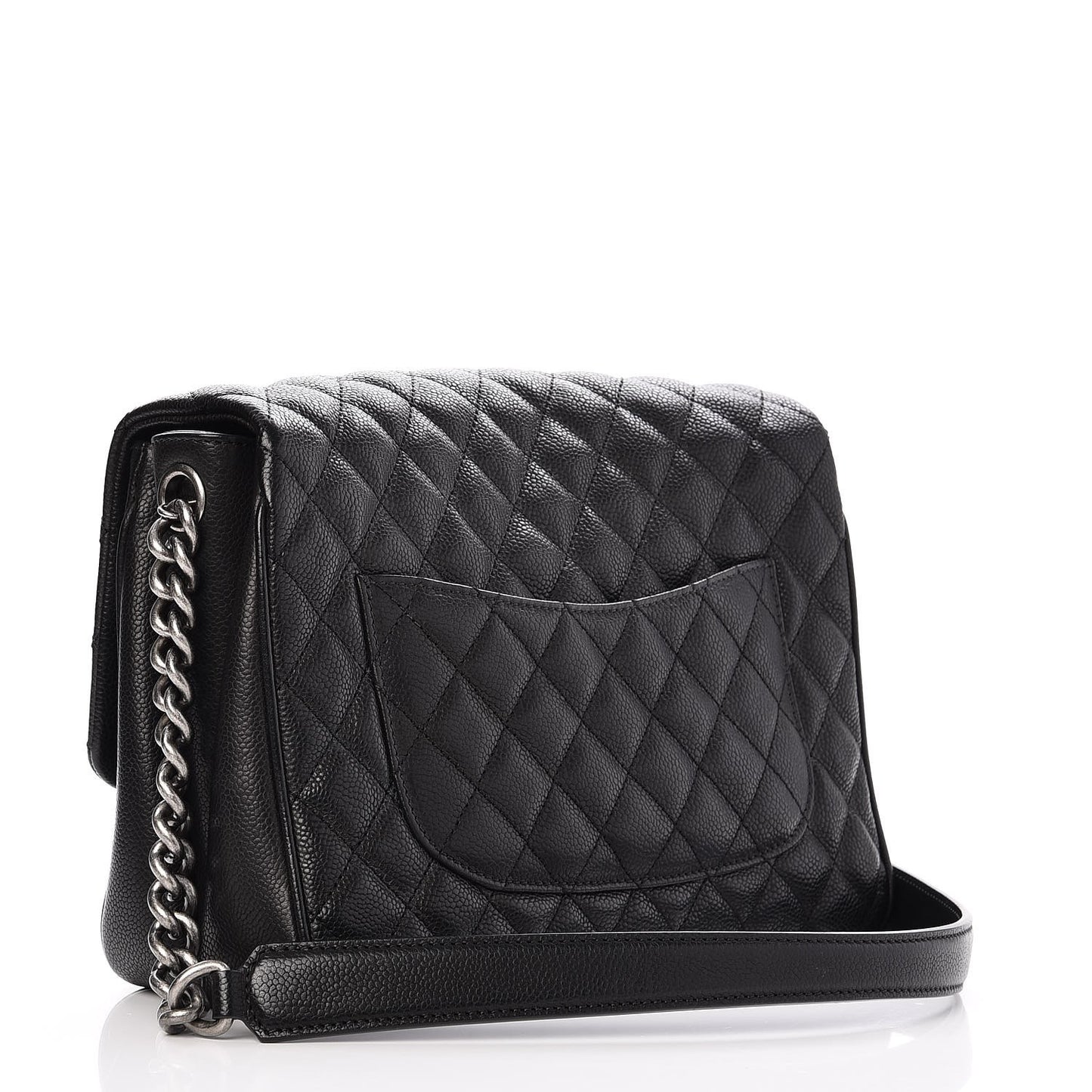 Caviar Quilted Medium Rock In Rome Single Flap Black