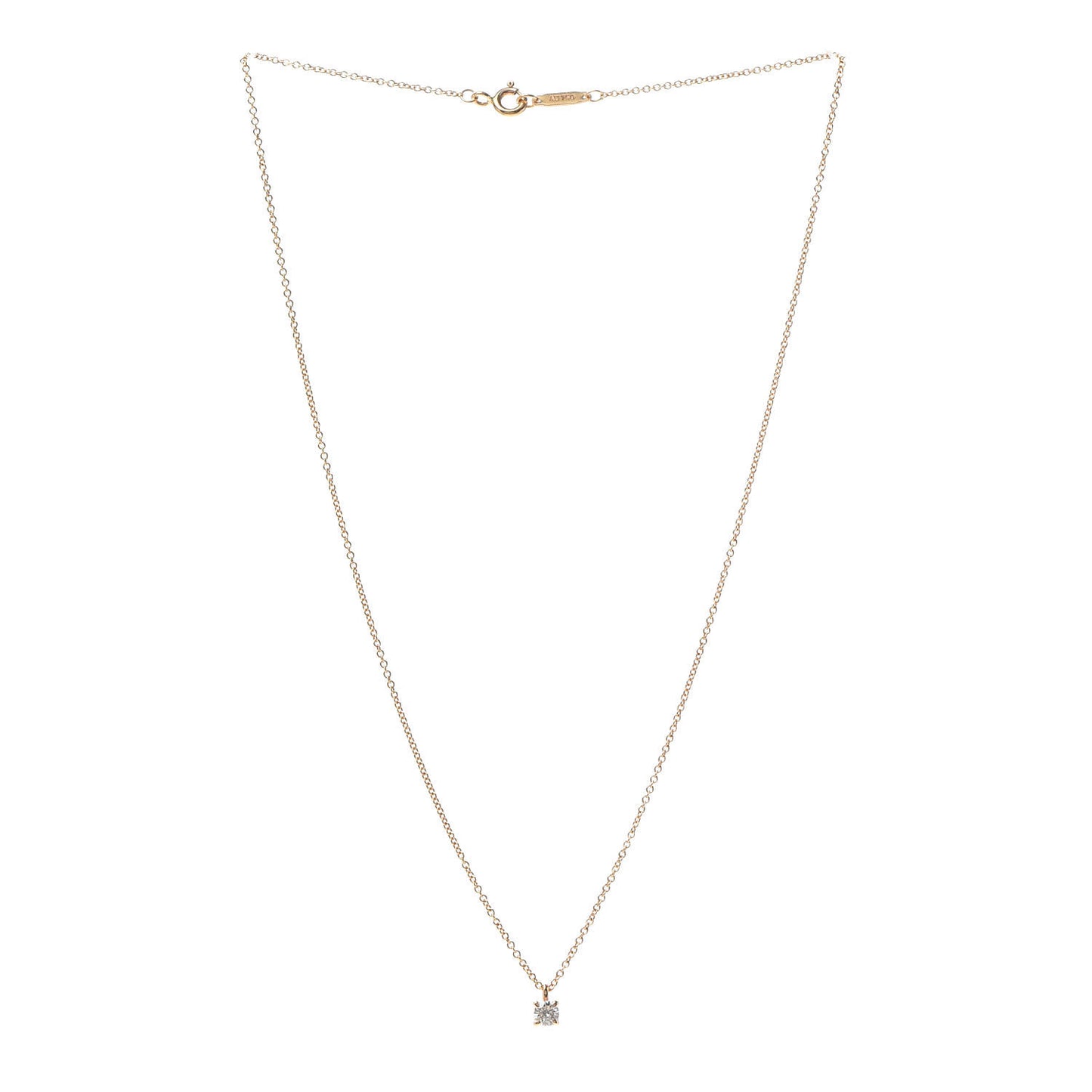 18K Rose Gold Diamond .18ct Solitaire Pendant Necklace
