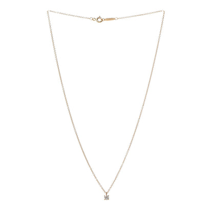 Tiffany 18K Rose Gold Diamond .18ct Solitaire Pendant Necklace 3 of 5