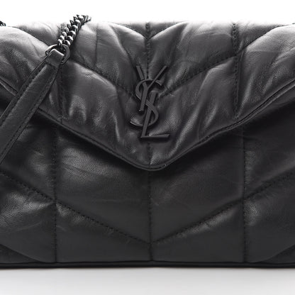 Saint Laurent Lambskin Quilted Toy Loulou Puffer Monogram Chain Satchel Black 8 of 10