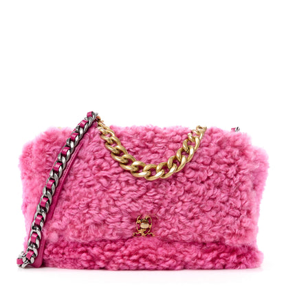 Chanel Shearling Sheepskin Medium Chanel 19 Flap Pink 1 of 10