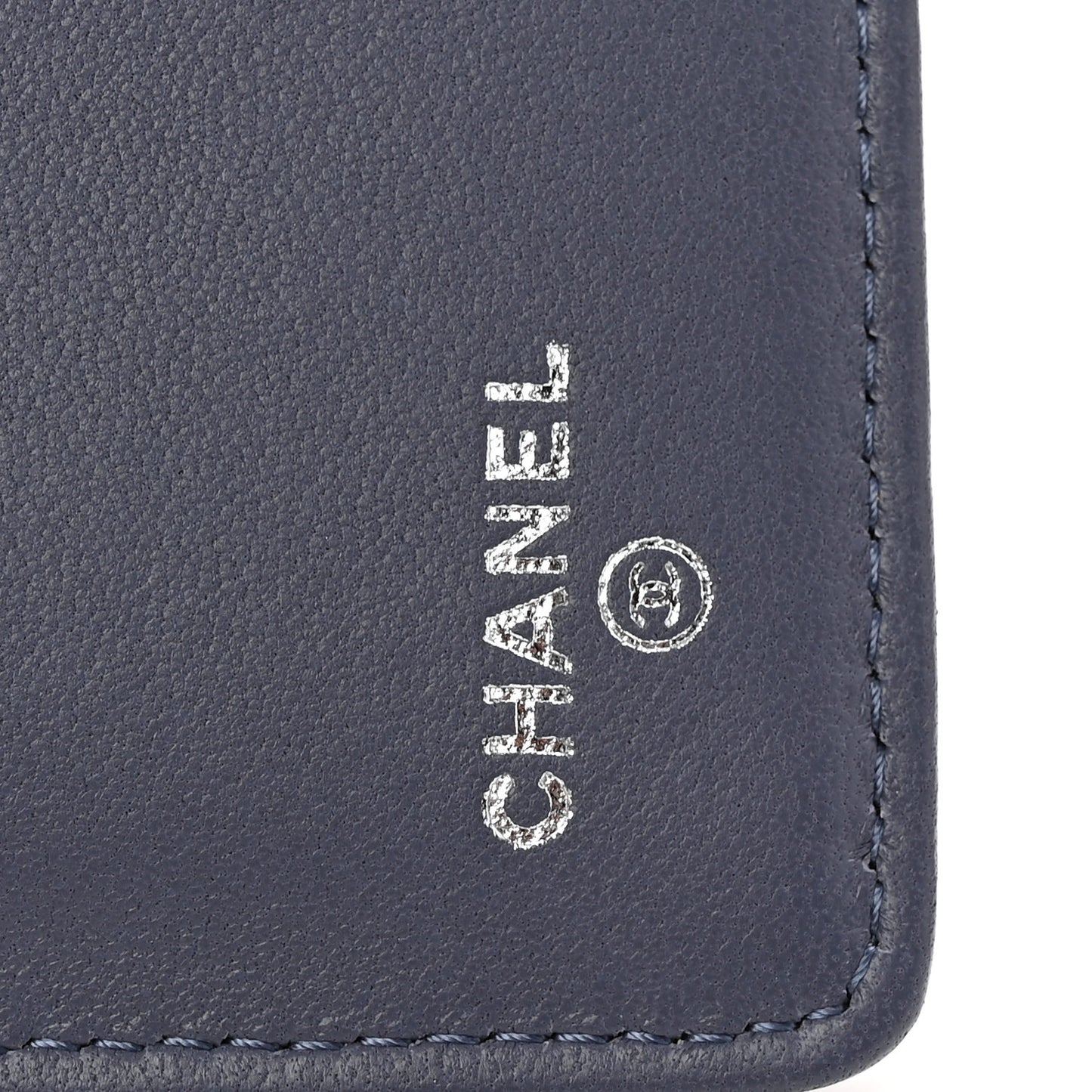 Lambskin Quilted Yen Wallet Blue
