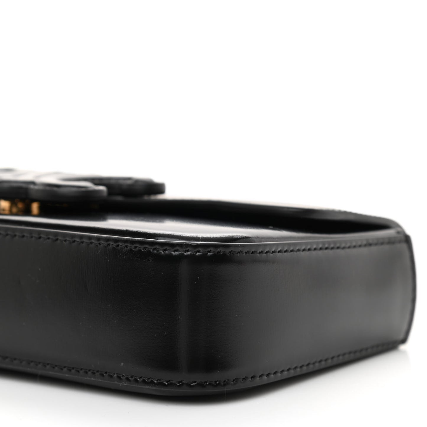 Shiny Calfskin Cuir Triomphe Chain Shoulder Bag Black