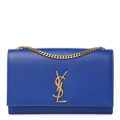 Saint Laurent Grain De Poudre Medium Classic Monogram Kate Satchel Flash Blue 1 of 9