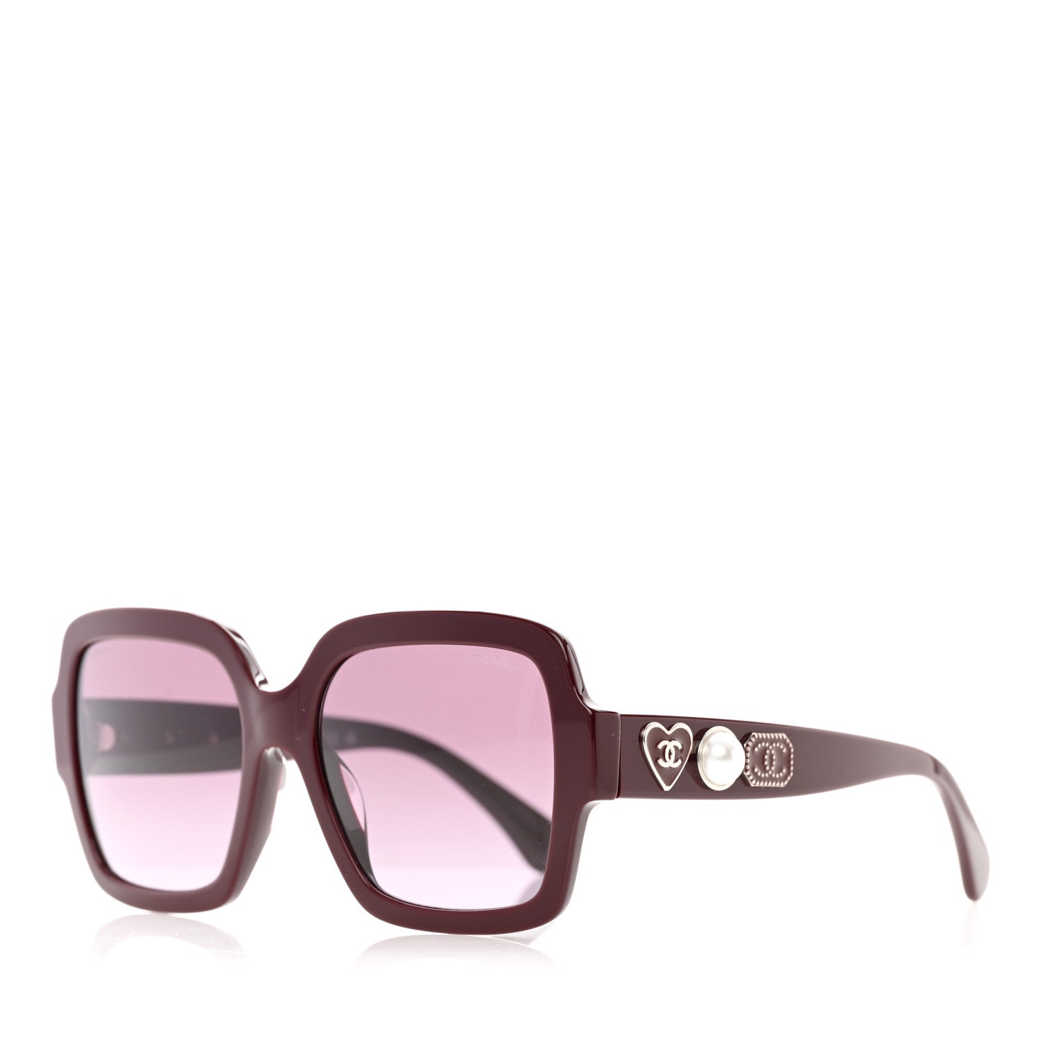 Chanel Acetate Charms Pearl Square Sunglasses 5479-A Burgundy 1 of 9