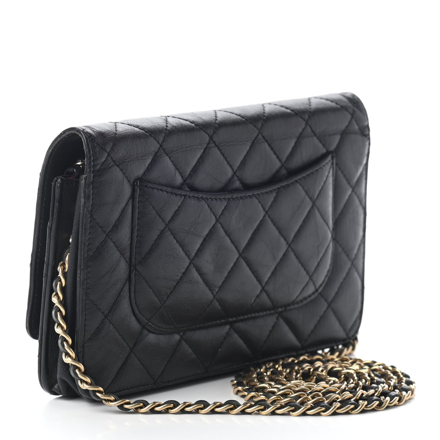 Aged Calfskin Quilted Reissue Wallet On Chain WOC Black