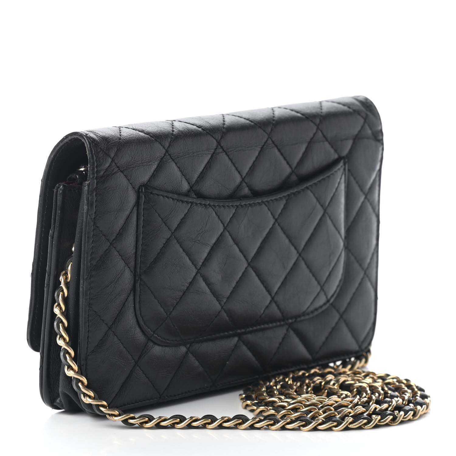 Chanel Aged Calfskin Quilted Reissue Wallet On Chain WOC Black 3 of 10