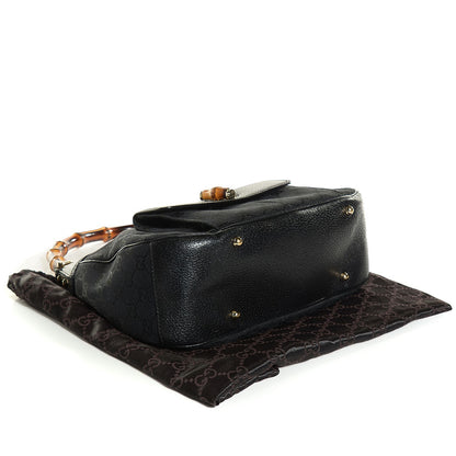Gucci Monogram Bamboo Medium Top Handle Bag Black 4 of 7