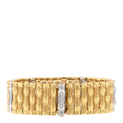 Roberto Coin 18K Yellow White Gold Diamond Bamboo Bracelet 3 of 5