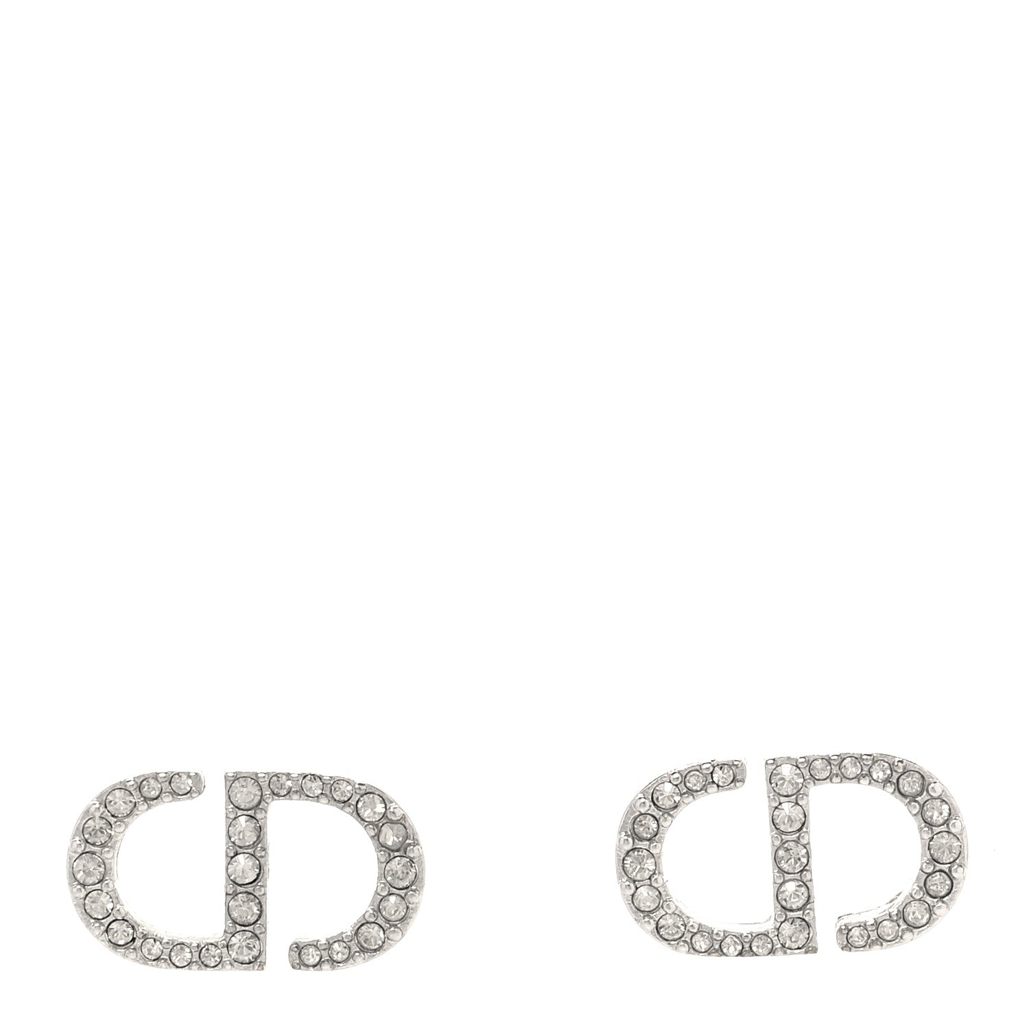 Christian Dior Crystal Petit CD Stud Earrings Silver 1 of 6