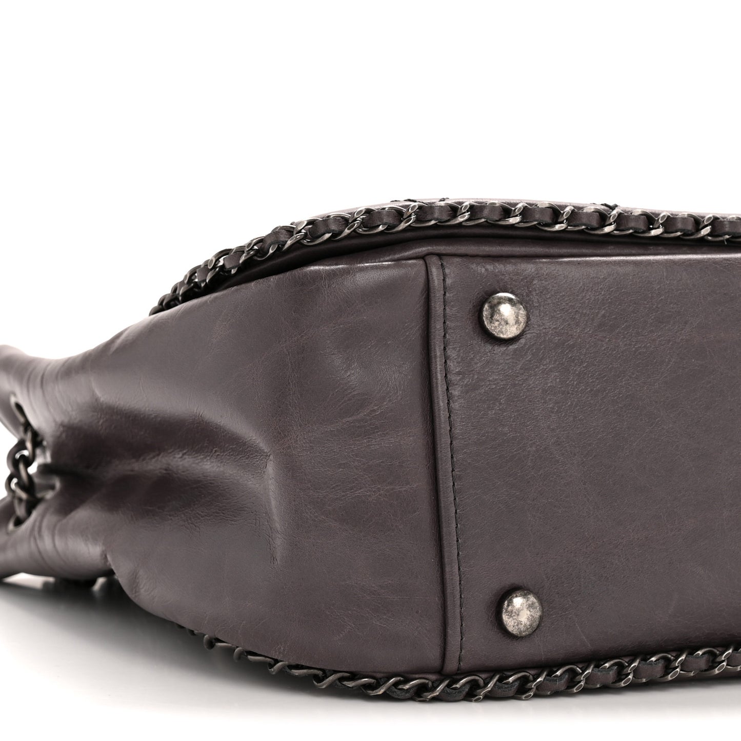 Calfskin Quilted Small CC Enchained Accordion Flap Purple
