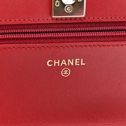 Chanel Lambskin Quilted Trendy CC Wallet On Chain WOC Red 6 of 13