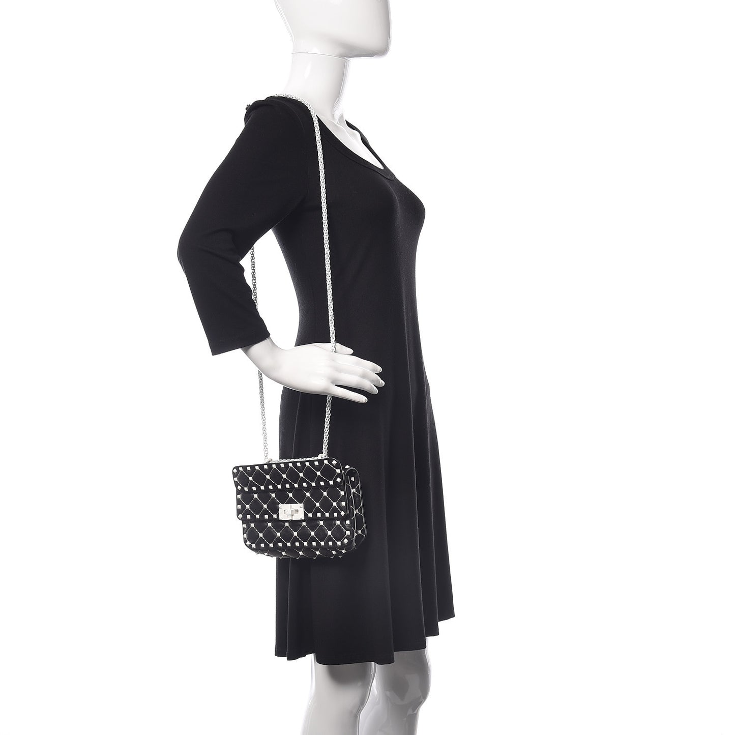 Lambskin Small Free Rockstud Spike Shoulder Bag Black
