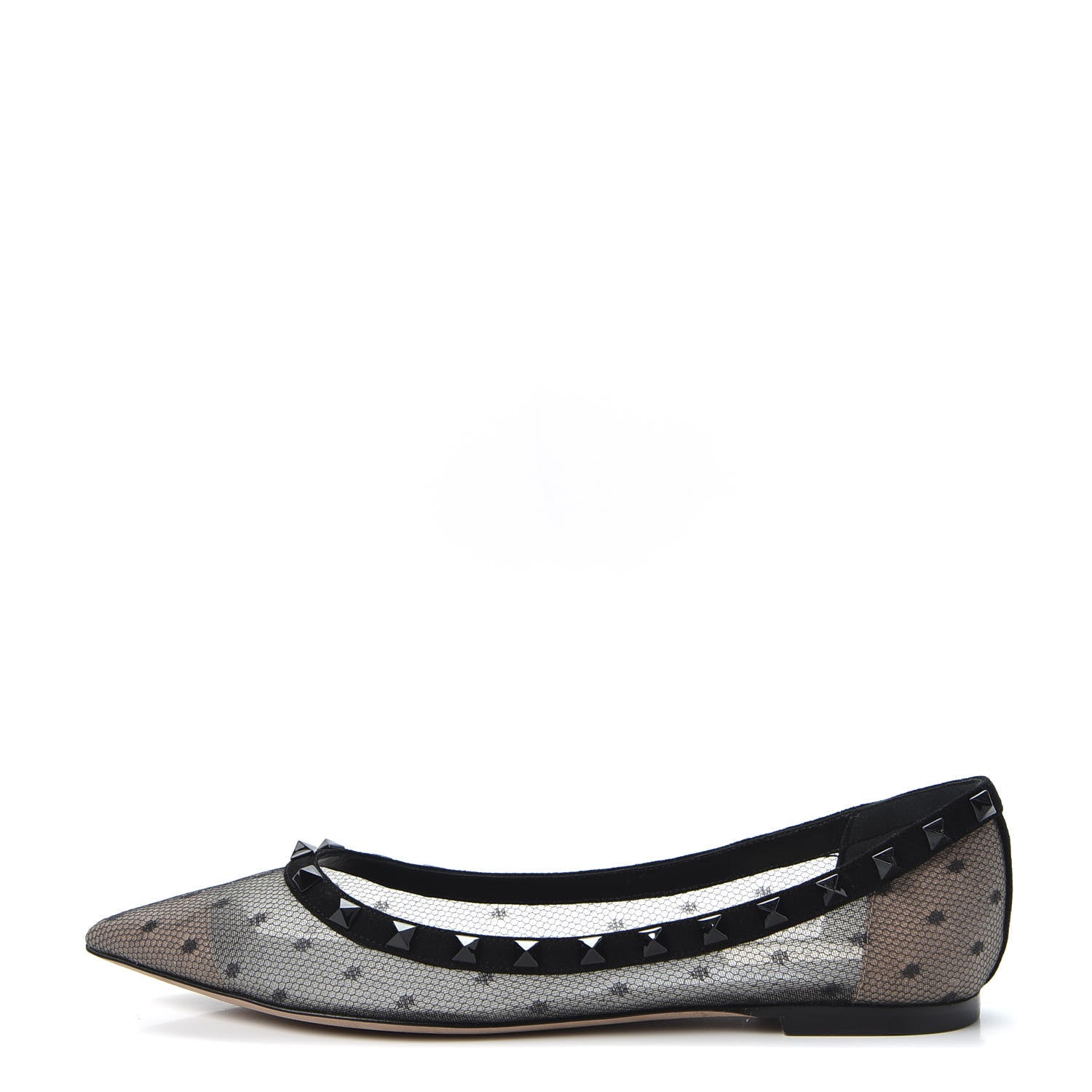 Valentino Garavani Mesh Point d'Esprit Rockstud Ballerina Flats 39 Black 1 of 9