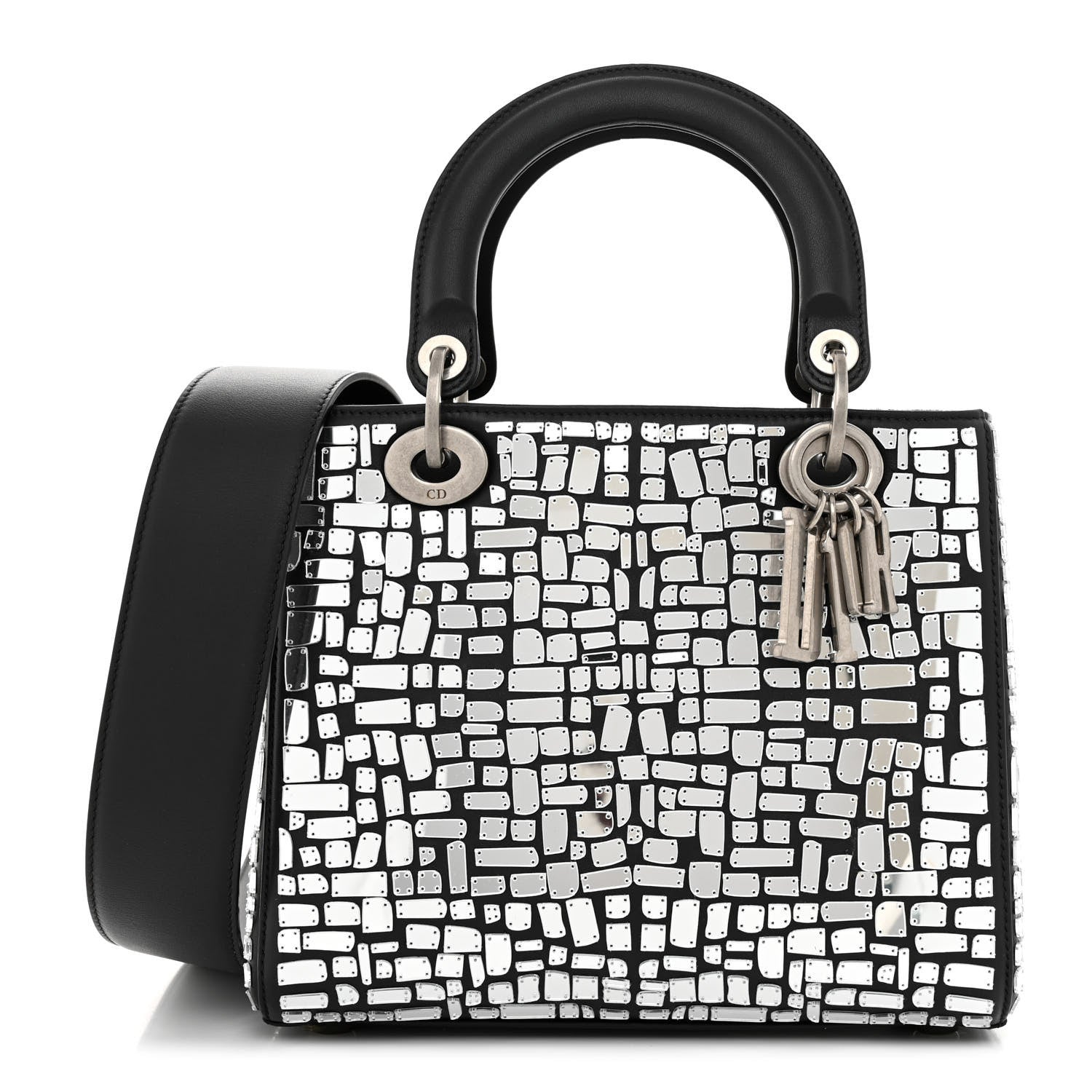 Christian Dior Smooth Calfskin Embroidered Medium Mosaic of Mirrors Lady Dior Black 1 of 11