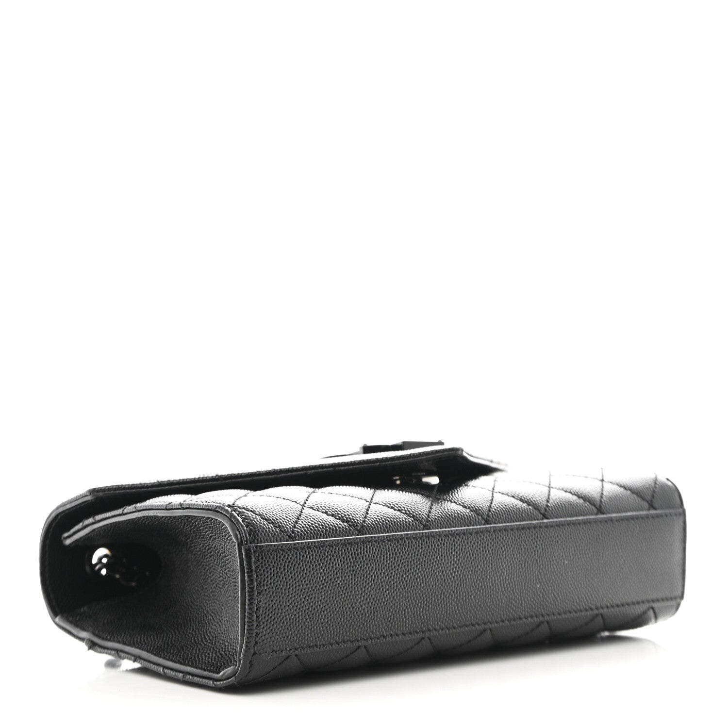 Saint Laurent Grain De Poudre Textured Mixed Matelasse Triquilt Small Monogram Monochrome Satchel Black 4 of 9
