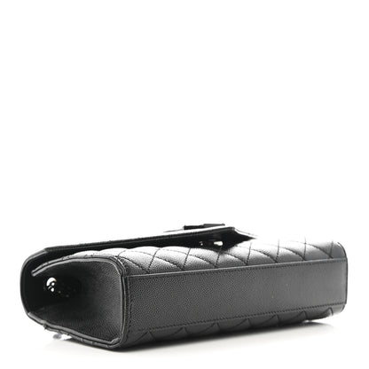 Saint Laurent Grain De Poudre Textured Mixed Matelasse Triquilt Small Monogram Monochrome Satchel Black 4 of 9