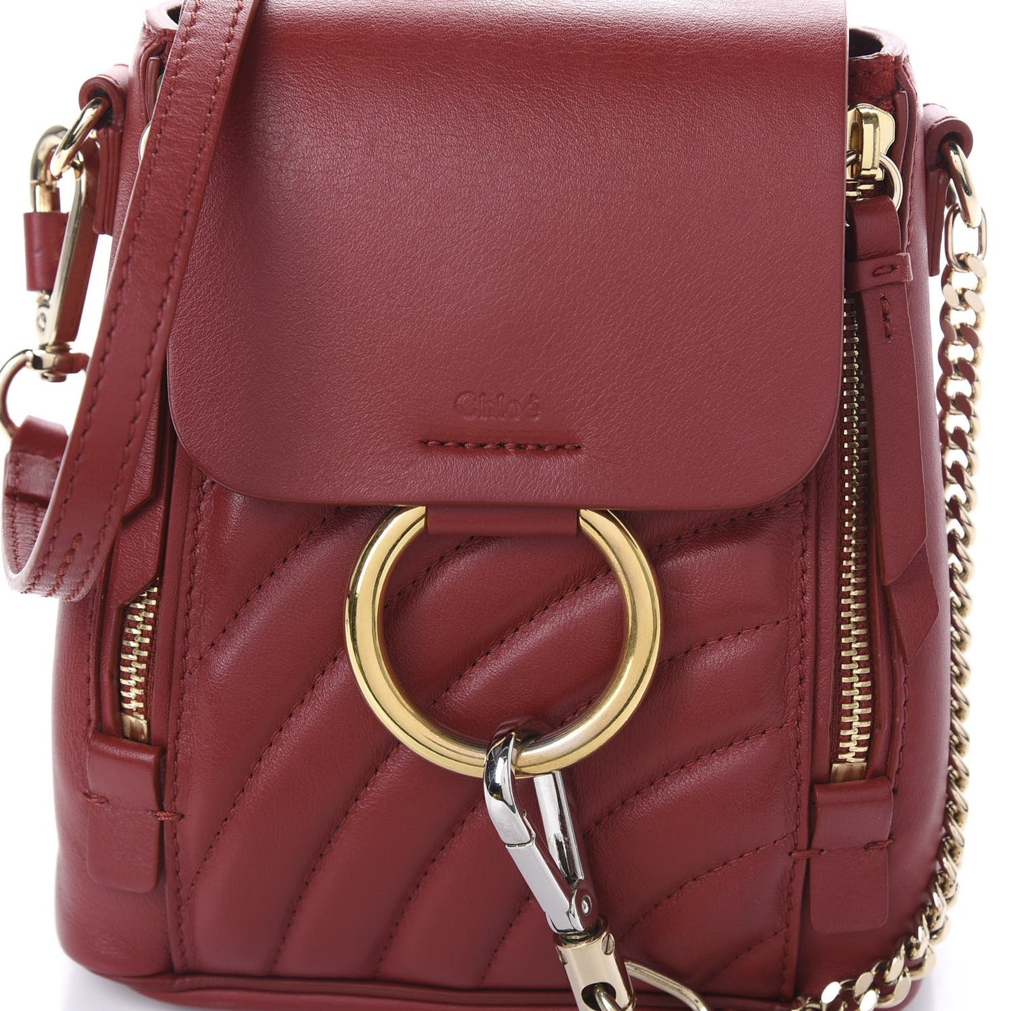 Calfskin Quilted Mini Faye Backpack Dahlia Red