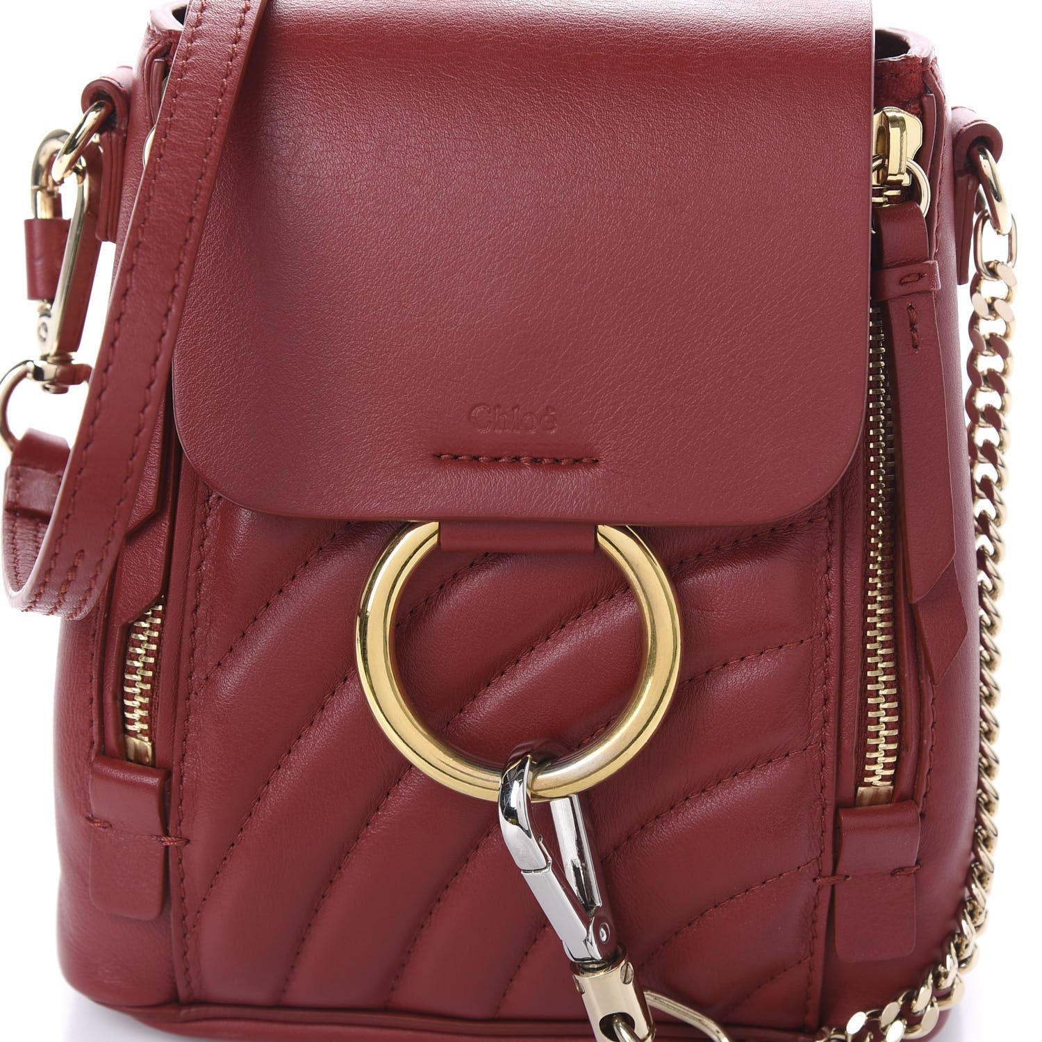 Chloe Calfskin Quilted Mini Faye Backpack Dahlia Red 12 of 12