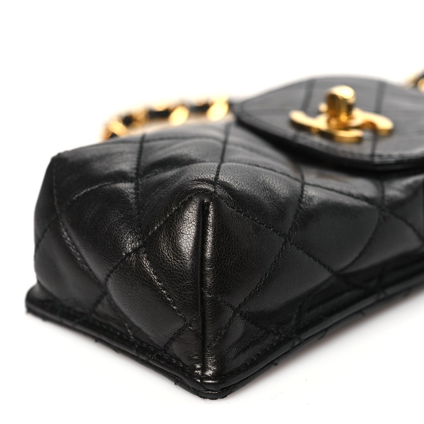 Lambskin Quilted Phone Holder Black