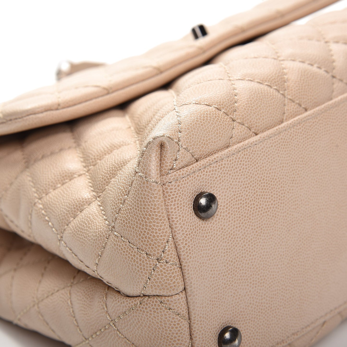 Caviar Quilted Medium Coco Handle Flap Light Beige