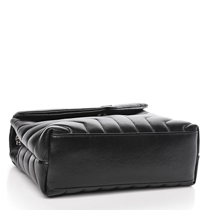 Saint Laurent Calfskin Y Quilted Monogram Small Loulou Chain Satchel Black 4 of 10