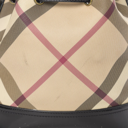 Burberry Patent Trim Nova Check Drawstring Bucket Bag Black 11 of 15