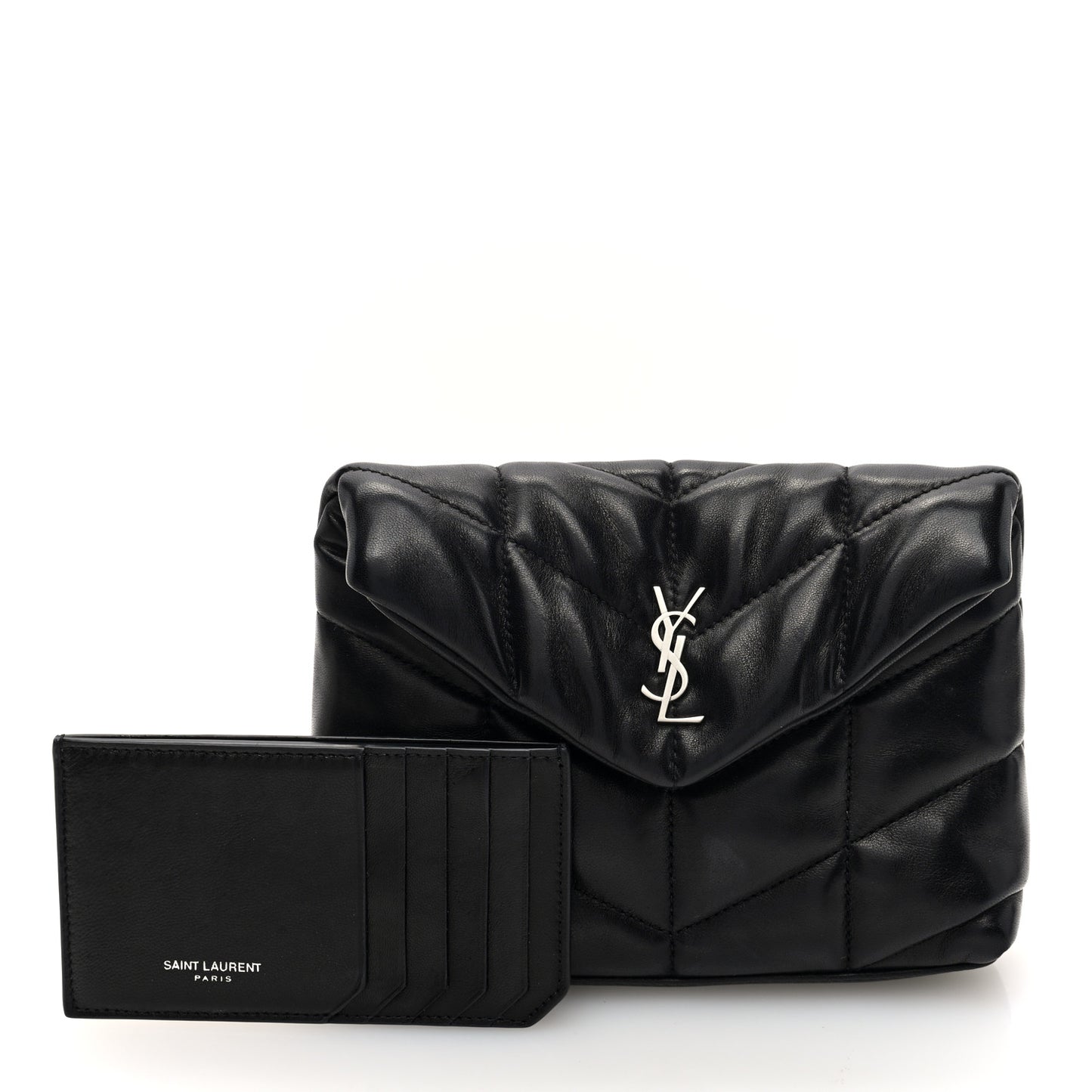 Lambskin Monogram Loulou Puffer Pouch Clutch Black
