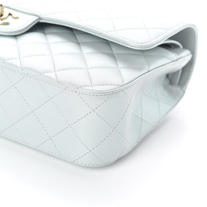 Chanel Iridescent Lambskin Quilted Medium Double Flap Light Blue 10 of 12