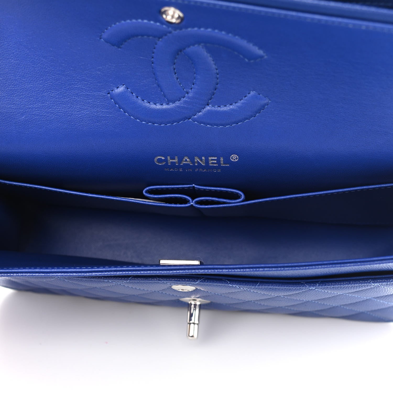 Chanel Caviar Quilted Medium Double Flap Blue 4 of 9