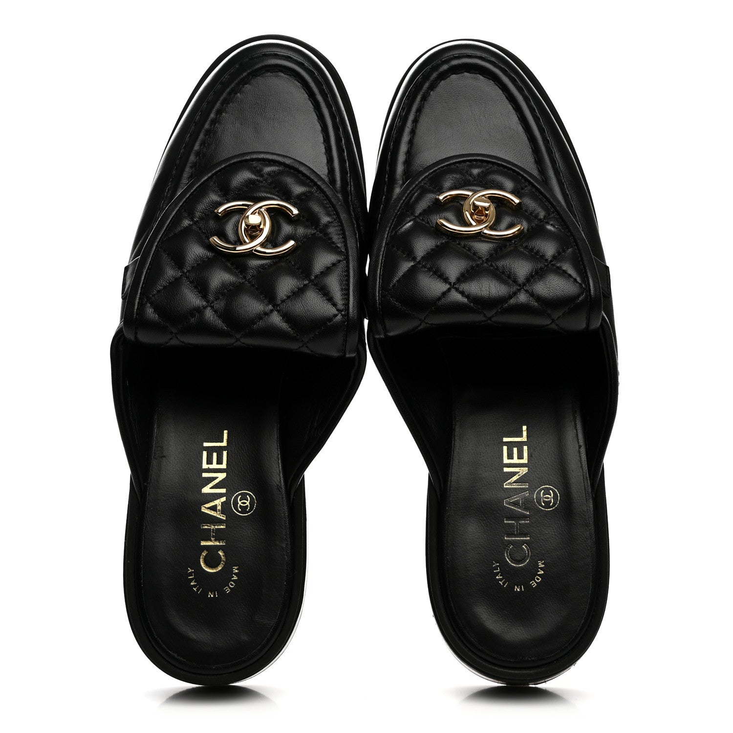 Chanel Lambskin Quilted CC Turnlock Mules 39.5 Black 2 of 9