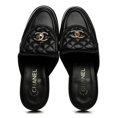 Chanel Lambskin Quilted CC Turnlock Mules 39.5 Black 2 of 9