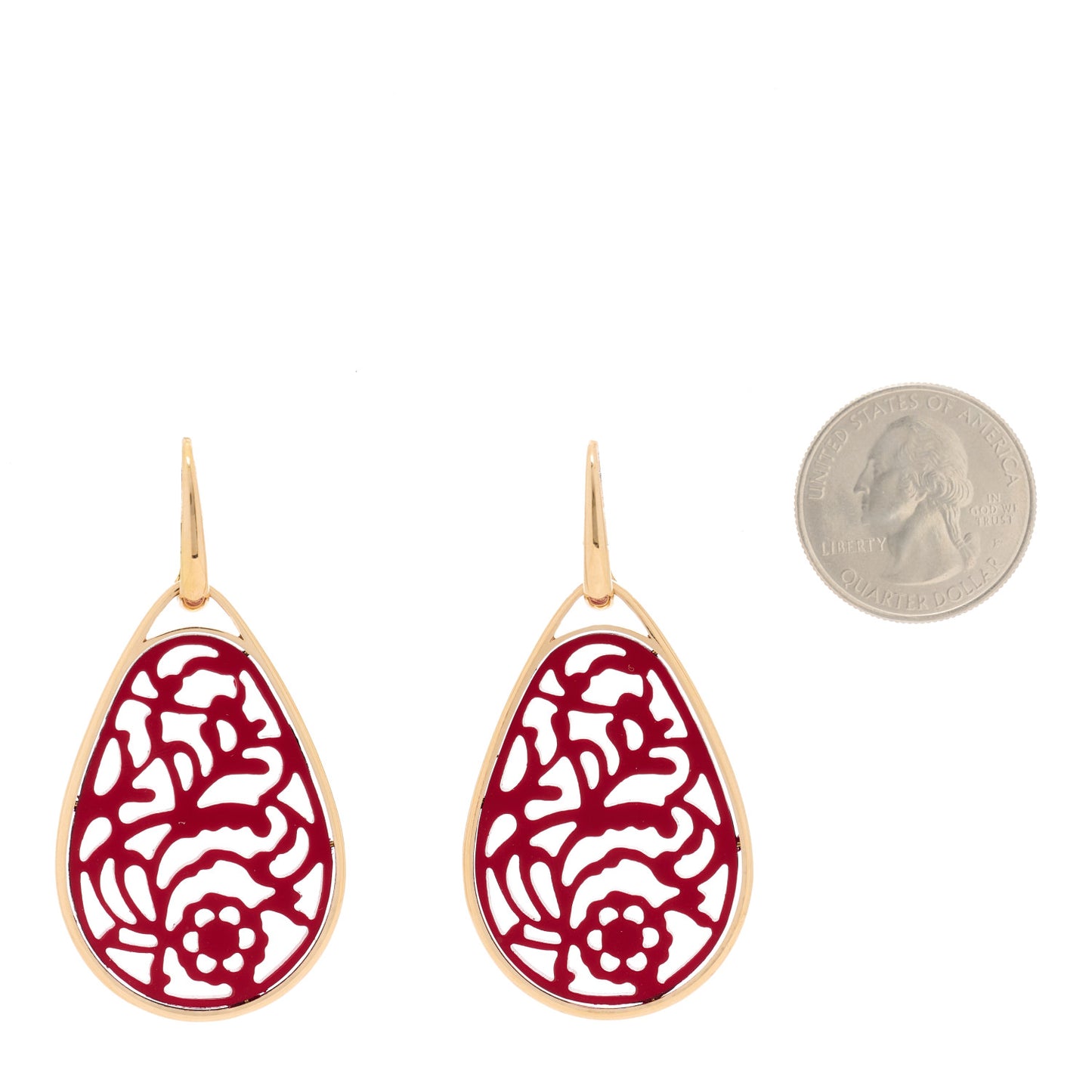 18K Yellow Gold Rhodoid Victoria Earrings Red