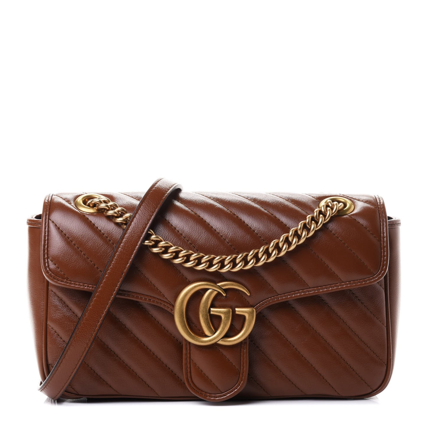 Azalea Calfskin Matelasse Diagonal Small GG Marmont Shoulder Bag Cuir