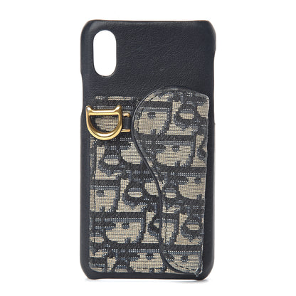 Christian Dior Oblique Calfskin Saddle iPhone X Case Blue 1 of 5
