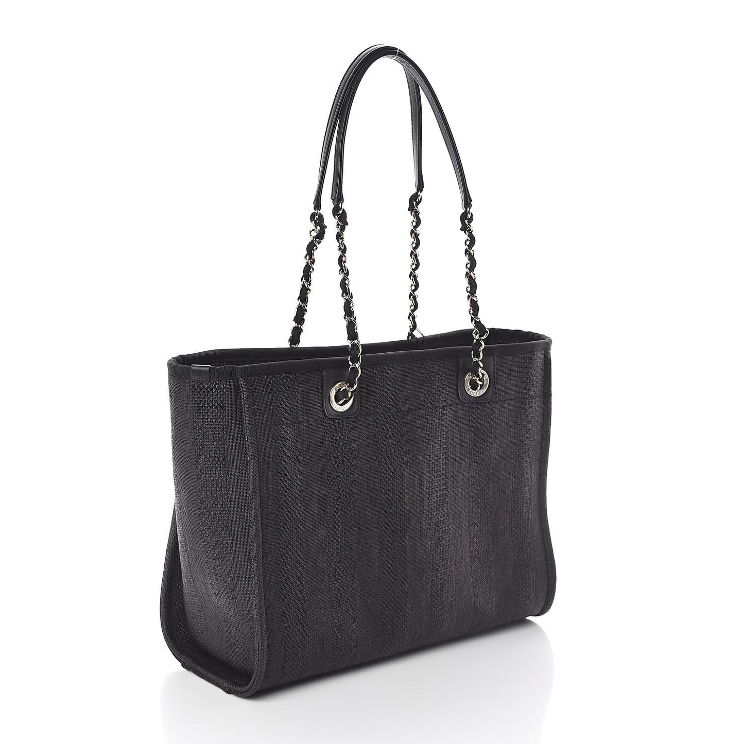 Mixed Fibers Striped Small Deauville Tote Black