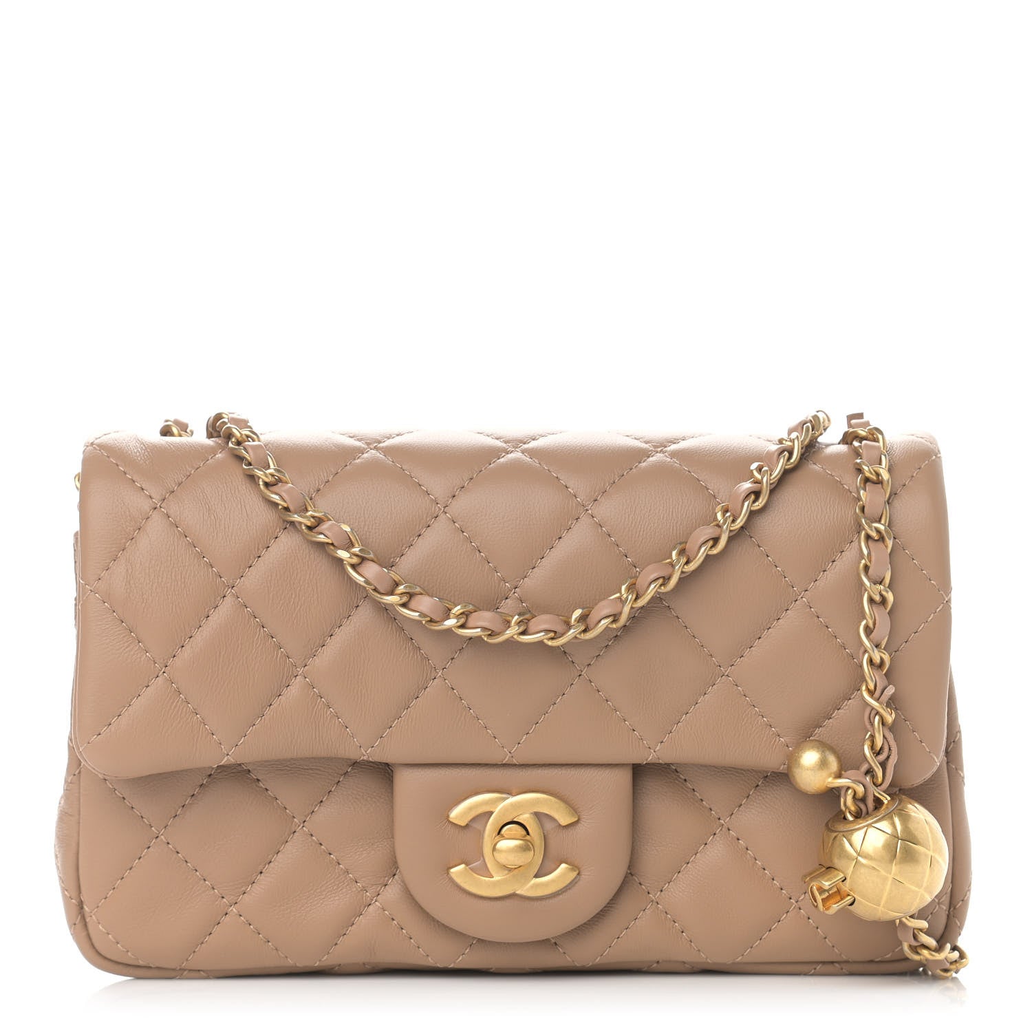 Chanel Lambskin Quilted Mini Rectangular Pearl Crush Flap Dark Beige 1 of 11