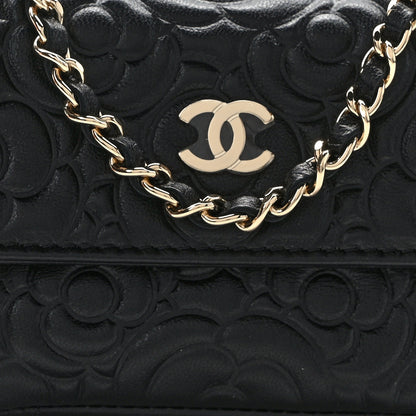 Chanel Lambskin Camellia Embossed Chain Belt Bag Black 9 of 11