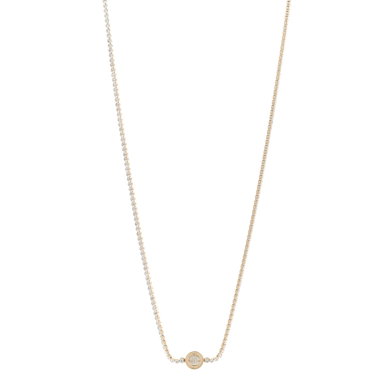 Chanel Crystal CC Chain Long Necklace Gold 1 of 6