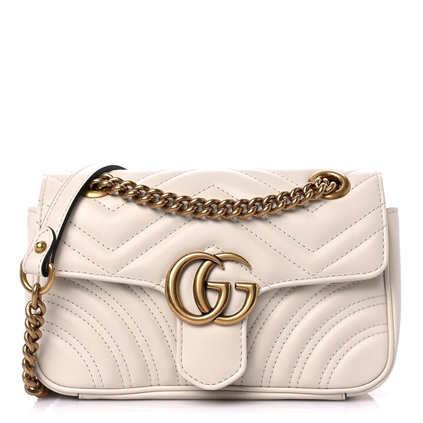 Calfskin Matelasse Mini GG Marmont Shoulder Bag White