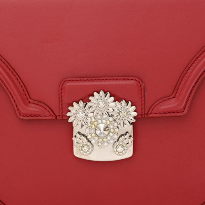 Alexander McQueen Calfskin Crystal Chain Flower Satchel Red 8 of 12