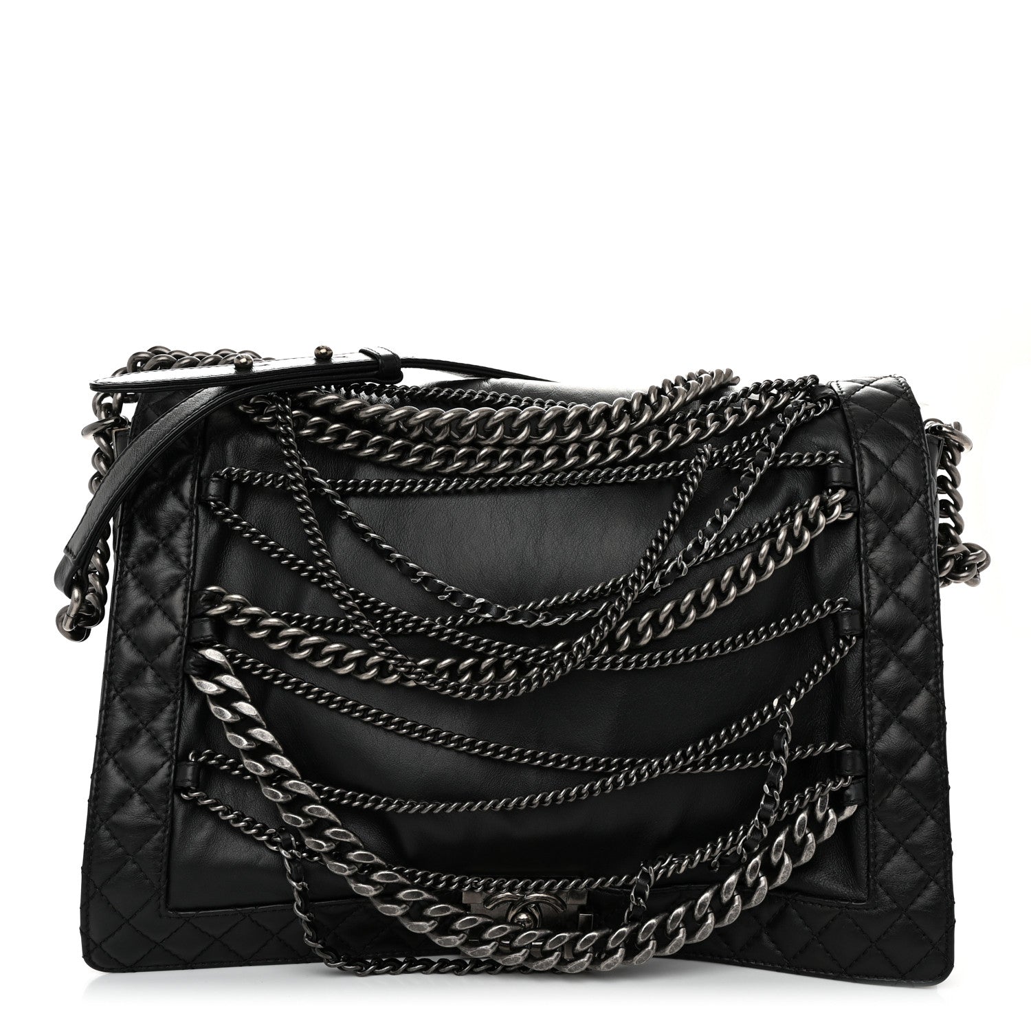 Chanel Calfskin Enchained XL Boy Flap Black 1 of 9