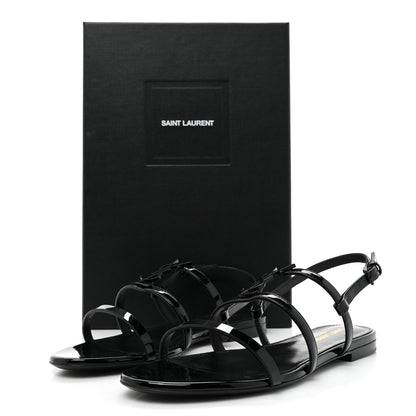 Saint Laurent Patent Calfskin Cassandra Monogram Sandals 37 Black 10 of 10