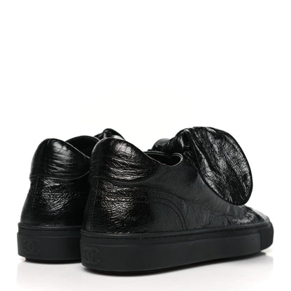 Chanel Crumpled Calfskin Womens CC Bow Sneakers 35.5 Black 5 of 10