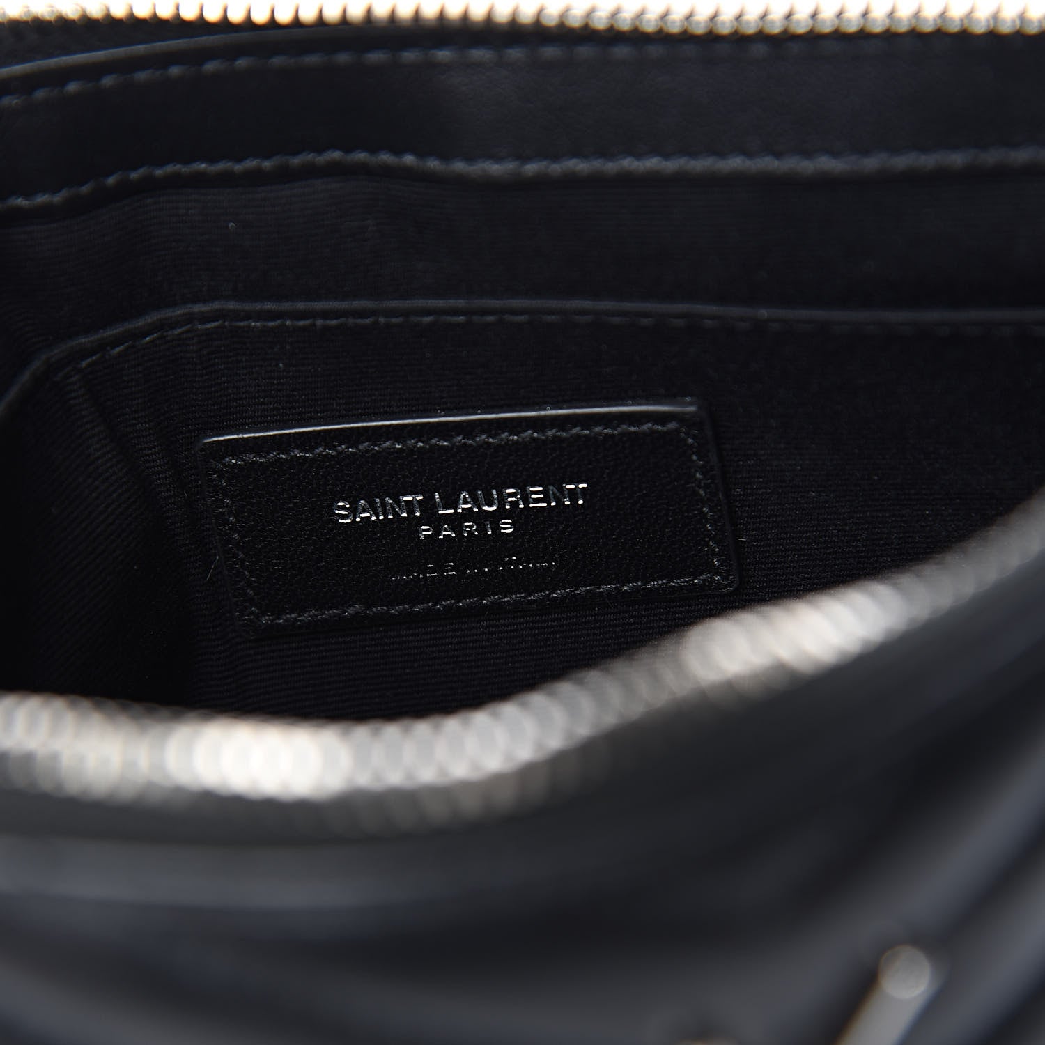Saint Laurent Calfskin Matelasse Chevron Monogram A5 Wristlet Black 6 of 7