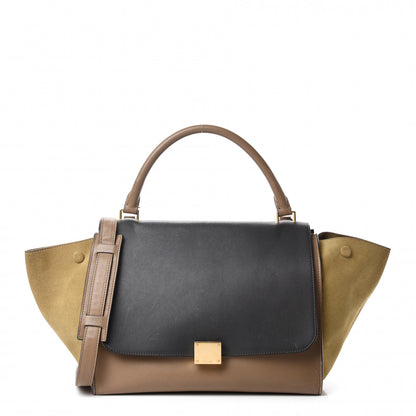 Celine Smooth Calfskin Suede Medium Tri-Color Trapeze Olive 1 of 16