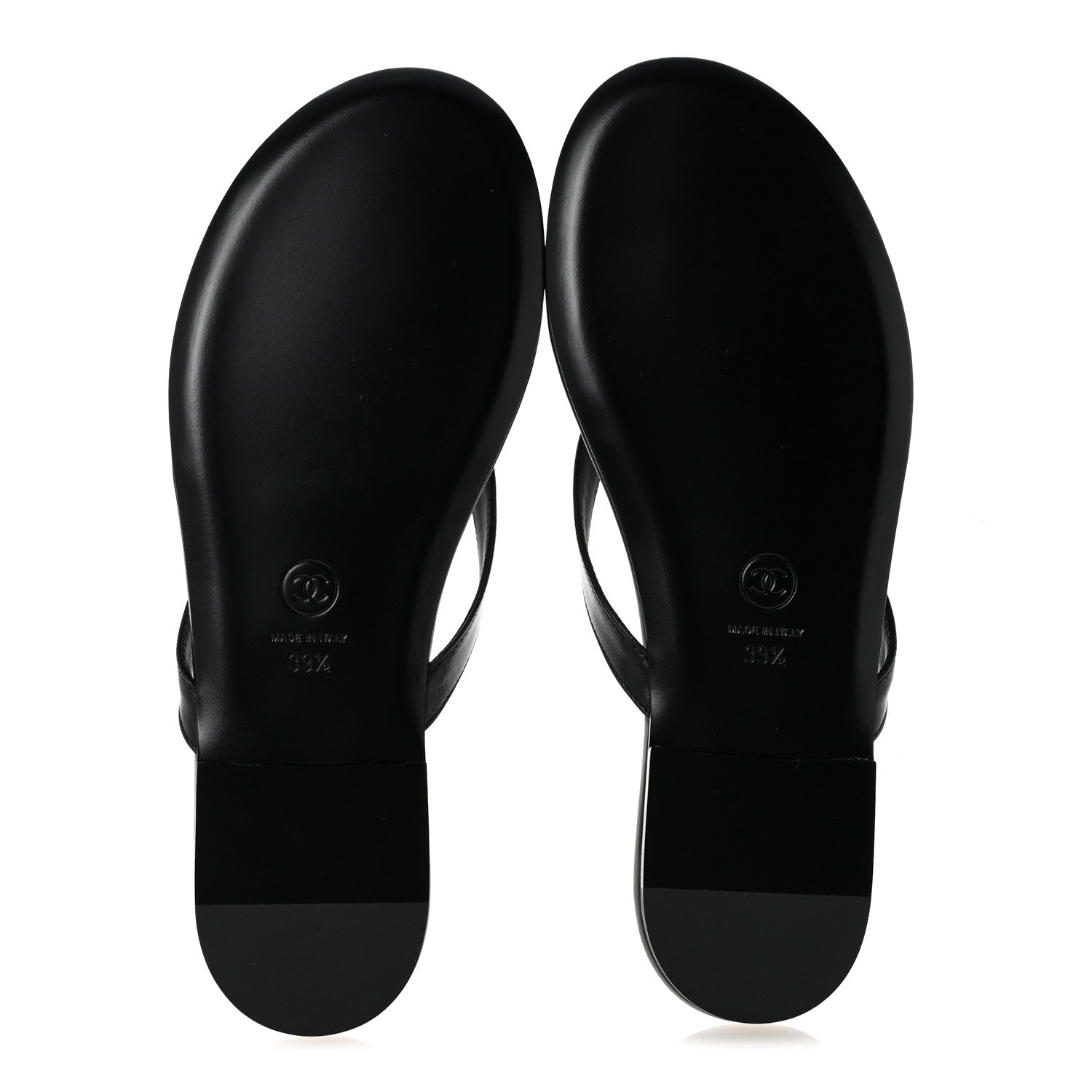 Chanel Shiny Lambskin Crystal CC Thong Sandals 37 Black 39.5 Black 6 of 10