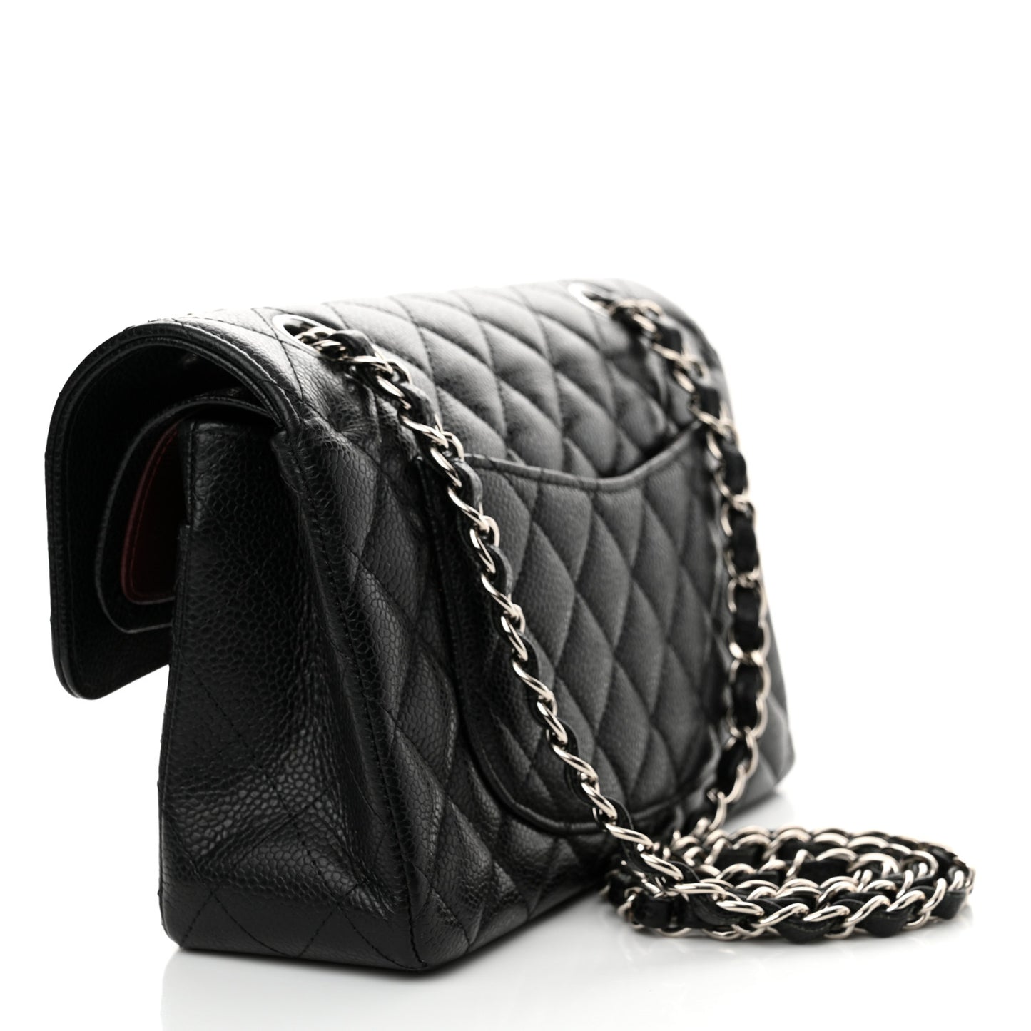Caviar Quilted Small Double Flap Black
