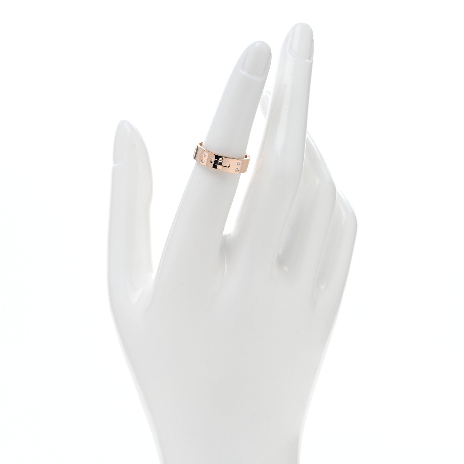 Hermes 18K Rose Gold Diamond PM Kelly Ring 51 5.75 2 of 5