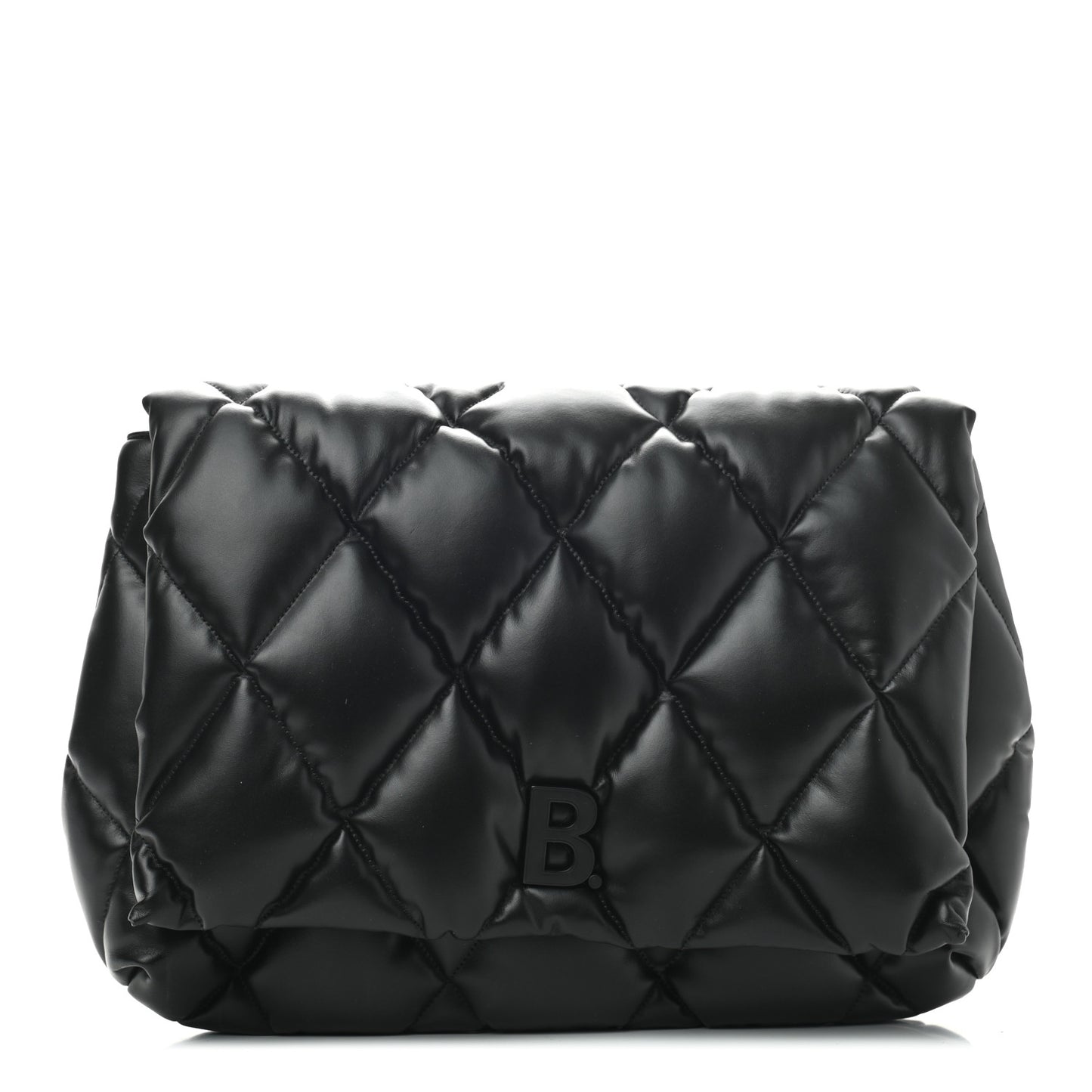 Nappa Calfskin Quilted Touch B Clutch Bag Black